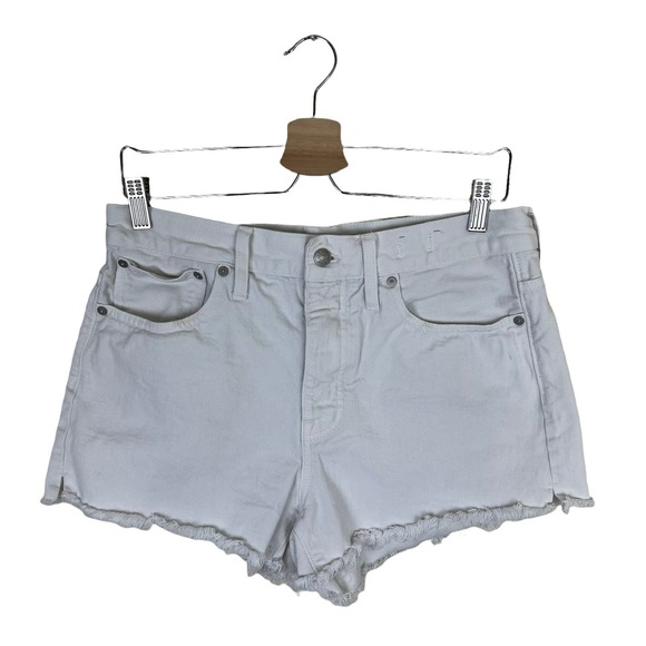 Madewell Cutoff Denim Shorts Relaxed in Tile White Size 27 - Picture 1 of 11